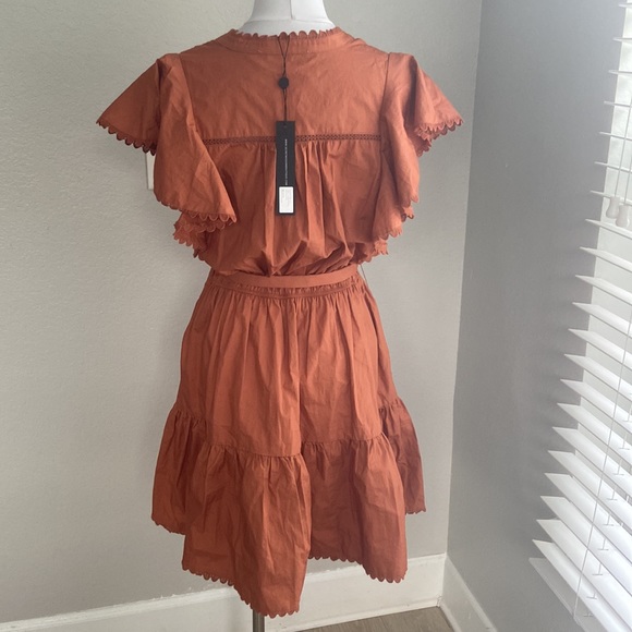 SECRET MISSION Ruffled sleeve detailed embroidered mini Dress size M - Picture 7 of 13